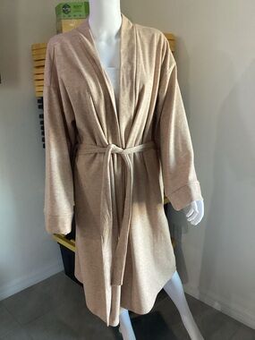 Bobeau Sleepwear L Heathered Taupe Jersey Robe NWT Cozy Lounge